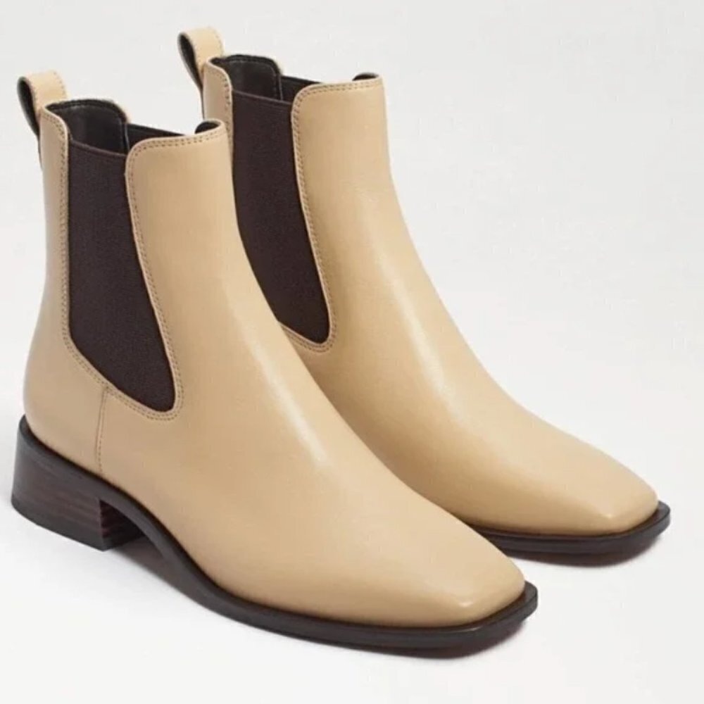 Sam Edelman Womens Thelma Leather Square Toe Ankle Boots